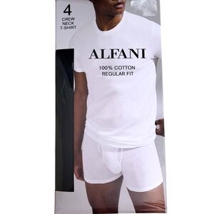 Alfani Men's Medium 4 Pack Crew Neck T Shirts Regular Fit 100% Cotton Deep Black